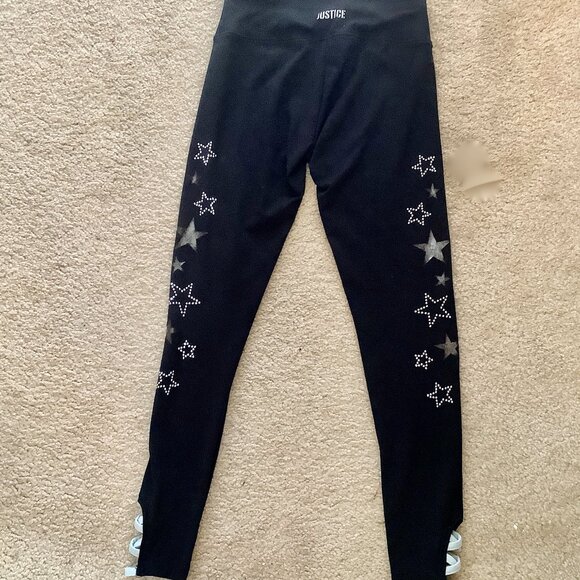 Black Leggings Studded Stars Justice Sz 12. - Picture 1 of 8